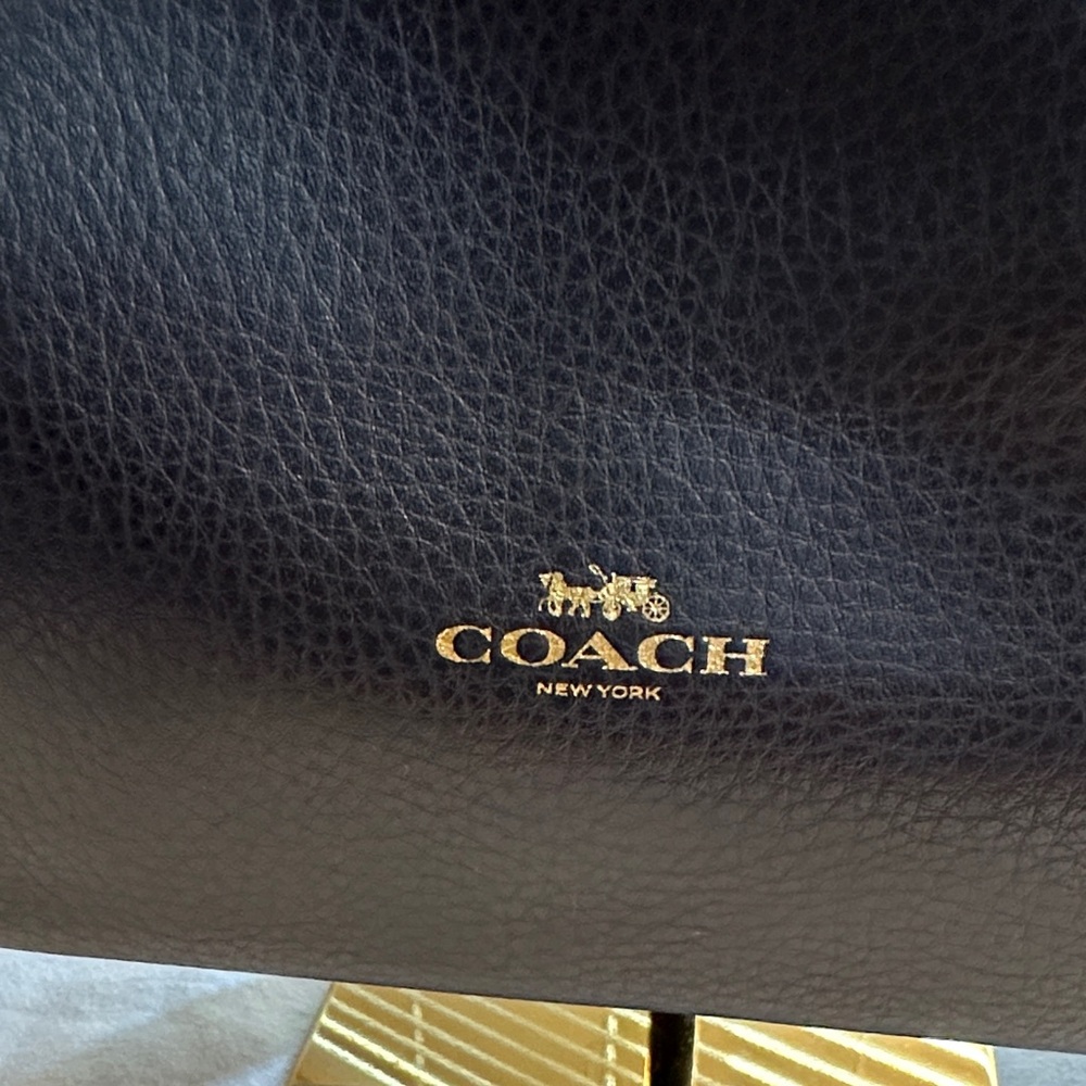 Coach Black Leather Handbag with Gold Logo